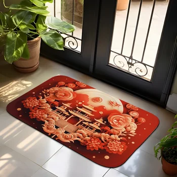 Kinijos gyva Pavasario Šventė iliustracija kilimų flanelė grindų kilimėlis idealus pasirinkimas gyvenamieji kambariai miegamieji, koridorius 60*40cm