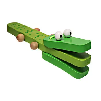 Orff pasaulyje Krokodilo Formos Mediniai Castanet Kūdikių Muzikos Instrumentas, Animacinių filmų Kūdikių Muzikinio Ugdymo Priemonė Žaislas Barškutis Žaislas