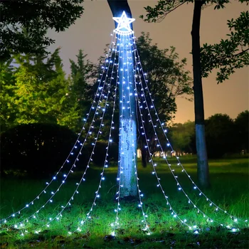 9X3.5M Lauko papuošalai Kalėdų Žvaigždė Styginių Šviesos 350 LED Krioklys Medžio Šviesos Kalėdų Žvaigždė Varveklis dega Sodo Dekoro