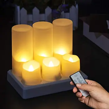 Įkrovimo Flameless Žvakės Arbatos LED Žibintai, Žvakės, Šilta Balta Tealights už Šalys, Vestuvės, Kalėdos, Baras, Šeimos, Vakarienė