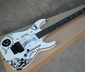 6 Stygos Baltos spalvos Elektrinė Gitara su Tremolo Tiltelis,Mėnulis Modelis Fanera,Raudonmedžio Fretboard