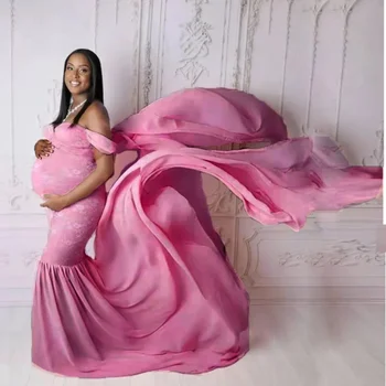 Off-the-pečių motinystės dress foto ilgas sijonas nėščiai moteriai Kalėdų dress suknelė fotografijos rekvizitai