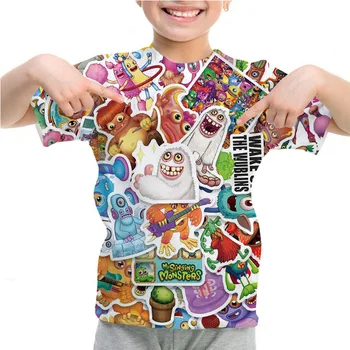 Mano Dainavimas Monstrai žaidimas marškinėliai Vaikams, Cartoon Marškinėlius Berniukai O-kaklo Viršūnes Vaikų Vasaros trumpomis Rankovėmis Mergaitėms Harajuku T Shirts