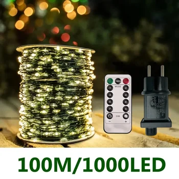100M LED String Žibintai Pasakų Žalia Viela Lauko Žiburiai Kalėdų Eglutės Girliandą Naujųjų Metų Gatvės Namo Šalis, Vestuvių Dekoravimas