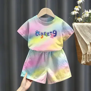 2023 Kūdikių Rinkiniai, Laisvalaikio Sportas Mergaičių marškinėliai + Šortai Rinkiniai Vaikiška Apranga Berniuko Drabužius Paaugliams Mergina Drabužius Baby Girl Komplektai