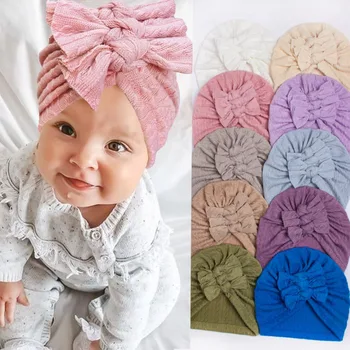 Naujas baby vaisiaus skrybėlę cap cap vaikų vientisos spalvos žakardo modelis lankas skrybėlę kūdikių Indijos skrybėlę