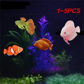 1~5VNT Švyti Tamsoje Šviesos Silikono Žuvų Akvariumas Apdailos Klounas Bakas Vandenyno Kraštovaizdžio Ornamentu