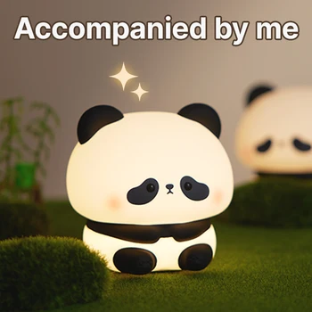 Panda LED Nakties Šviesos Mielas Silikono Naktį Šviesos USB Įkraunamą Jutiklinį Naktį Lempos Miegamajame Laiko Lempos Apdaila Vaikų Dovanų