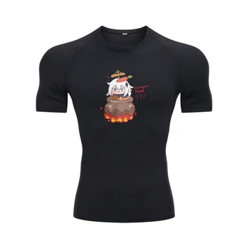 Paimon Genshin Poveikio Pagalbos Maisto T Marškinėliai Vyrams Grynos Medvilnės Naujovė T-Shirt Žaidimas Marškinėliai Trumpomis Rankovėmis Drabužius, Plius Dydis