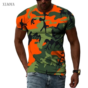 2023 Laisvalaikio vyriški marškinėliai Vasarą Naujų Kelių Spalvų Camo 3D Spausdinimo Kietas Gatvės O-Kaklo trumpomis Rankovėmis Viršuje Negabaritinių Mados Vyrų Marškinėliai