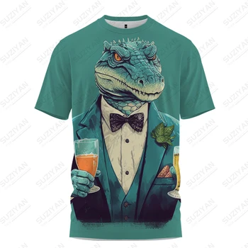 Vasaros nauja, vyriški T -shirt Krokodilas 3D atspausdintas vyriški T -shirt juokinga stiliaus vyriški T -shirt mados tendencija vyriški T -shirt