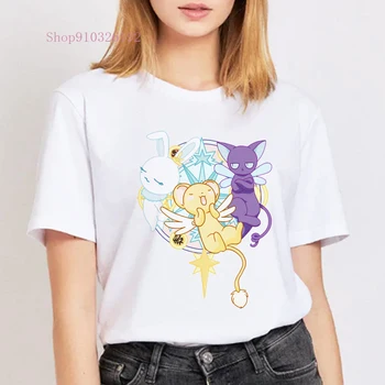 Kawaii Kortelės Cardcaptor Sakura T Shirts Girl Anime Moterų Viršūnių O-kaklo Mielas Momo Spausdinti Vasaros Harajuku Aukštos Kokybės Moteriška Apranga