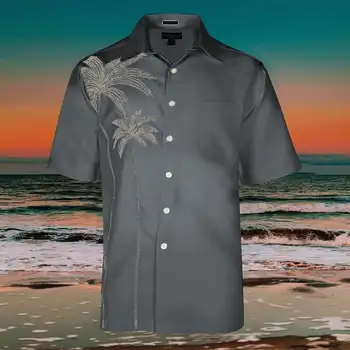 Paprasta Kokoso Palmių Spausdinti trumpomis Rankovėmis, atostogos-shirt M9
