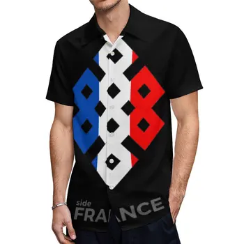 Prancūzijos Vėliavos Dizainas Klasikinis, Trumpas Rankovėmis Marškinėliai Aukščiausios Kokybės Viršų Tee Pantdress Derliaus Plaukimo JAV Dydis