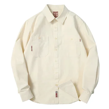 Ilgi Marškinėliai vyriški Balti Rankovėmis Grynos Medvilnės Atsitiktinis Vintage Mada