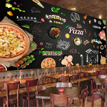 Pasirinktinis Tekstas Logotipą, Picų, Užkandžių Baras prie Sienos Popieriaus 3D Vakarų Greito Maisto Restoranas, Pramonės ir Dekoro, Sienų Tapetai Papel De Parede 3d