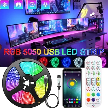 RGB 5050 Led Šviesos Juostelės WiFi 5V USB LED Šviesos Luces Lankstus Diodų Juosta TV Backlight 