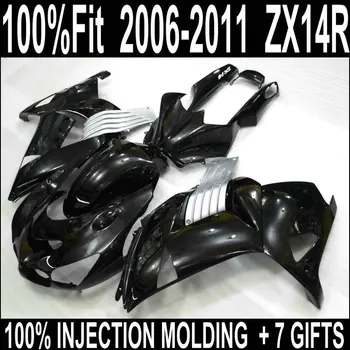 100% liejimo už Kawasaki ZX14 lauktuvės rinkinys 2006 - 2011 m. visos blizgus juodi purvasargiai 06 07 08 09 10 11 Ninja ZX14R