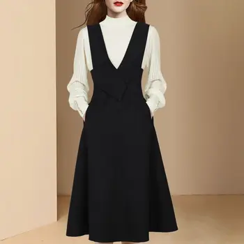 Mados elegantiškas mažas kvapnių vėjo rinkinys moterims pavasario naujas stilius su balta megztinis juodas sijonas, dviejų dalių komplektas